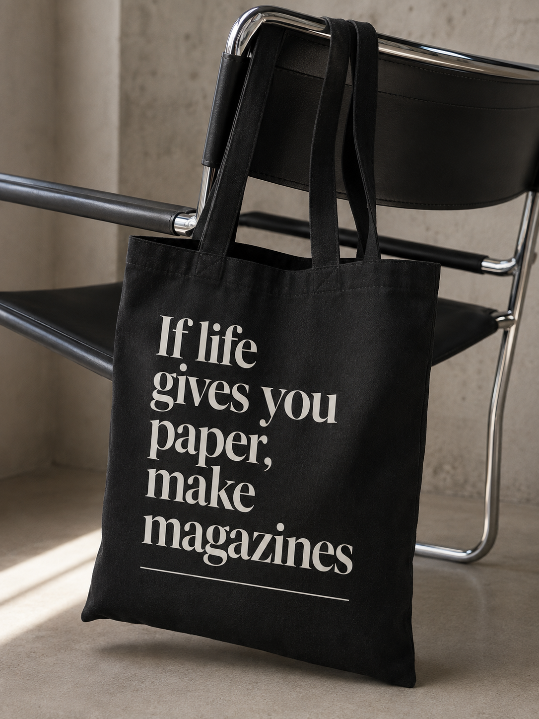 If life gives you paper, make magazines tote bag BLACK